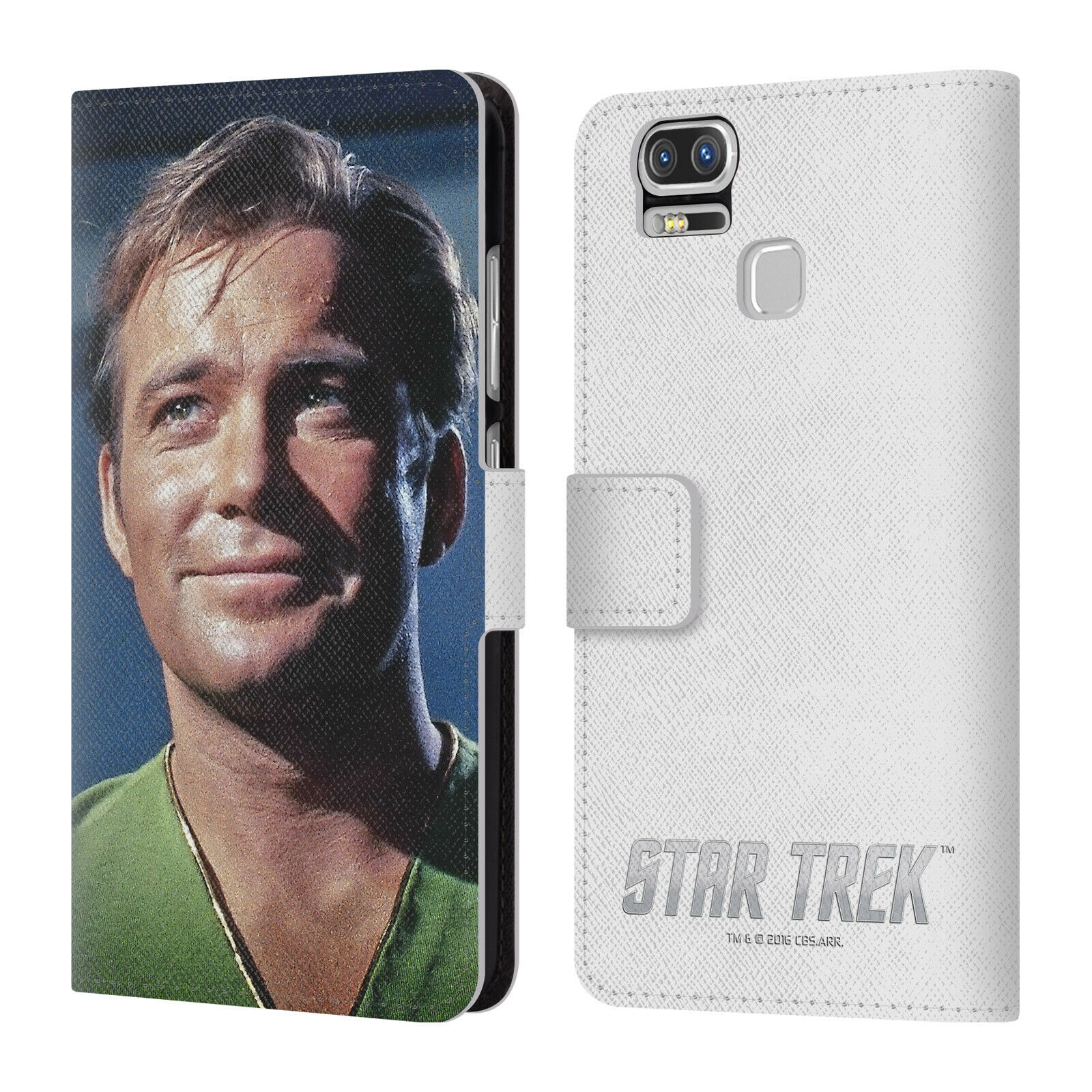 

OFFICIAL STAR TREK CAPTAIN KIRK LEATHER BOOK WALLET CASE FOR ASUS ZENFONE PHONES