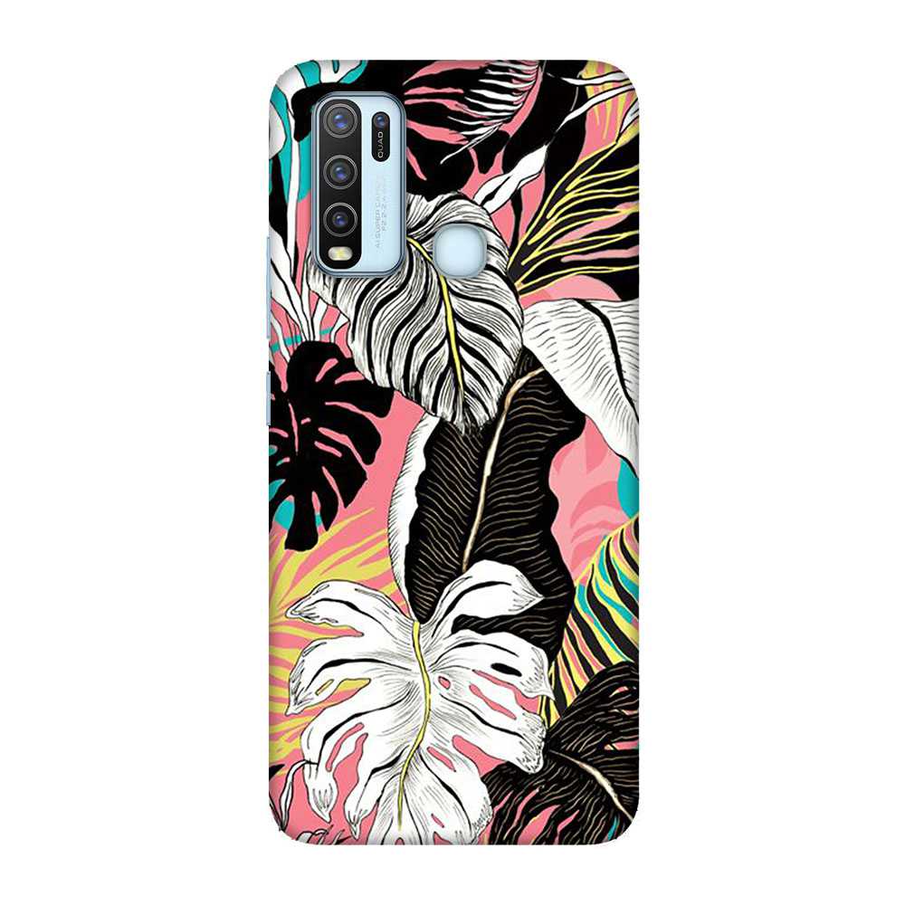 

OnHigh Designer Printed Hard Back Cover Case For Vivo Y50 White Leaves