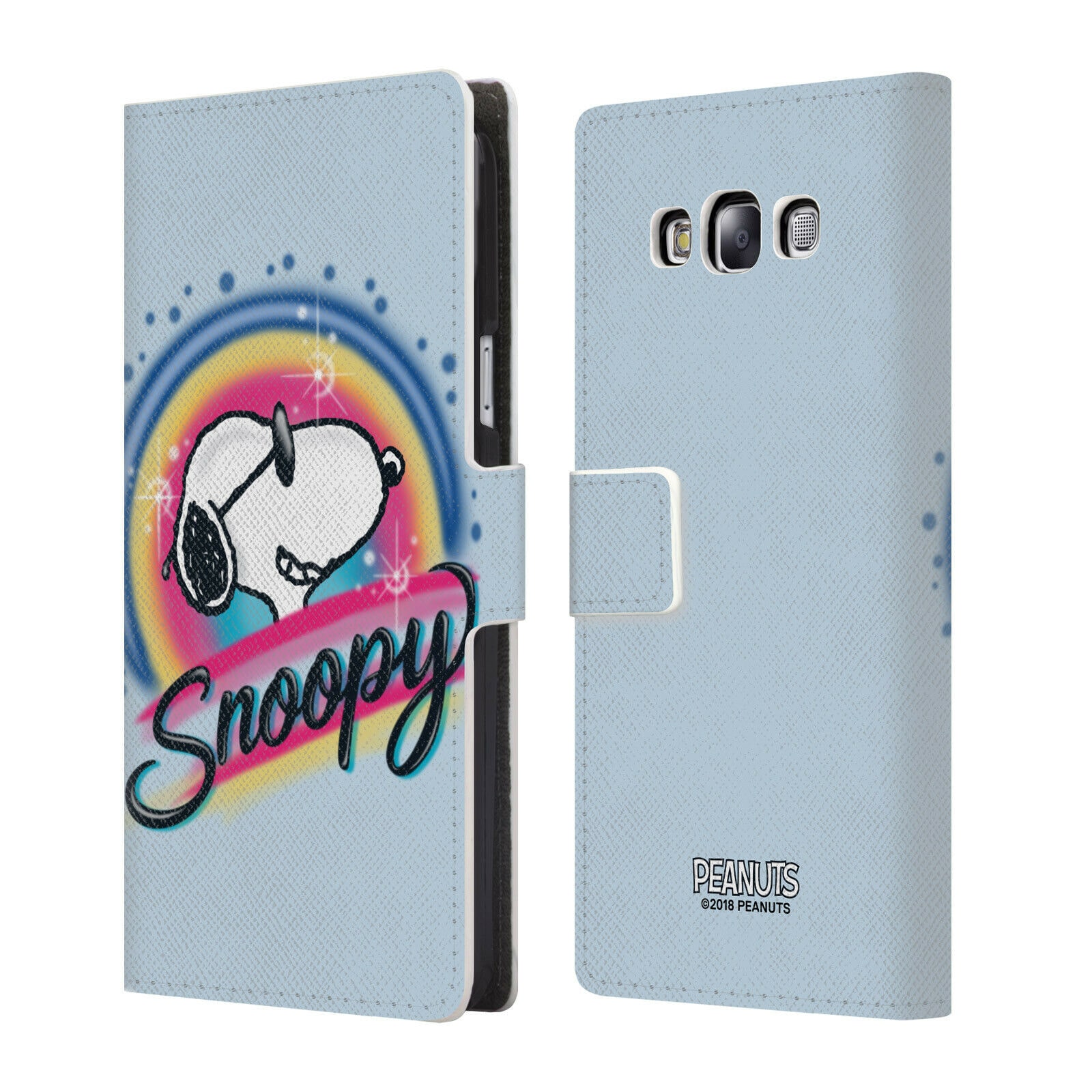 

PEANUTS SNOOPY BOARDWALK AIRBRUSH LEATHER BOOK WALLET CASE FOR SAMSUNG PHONES 3