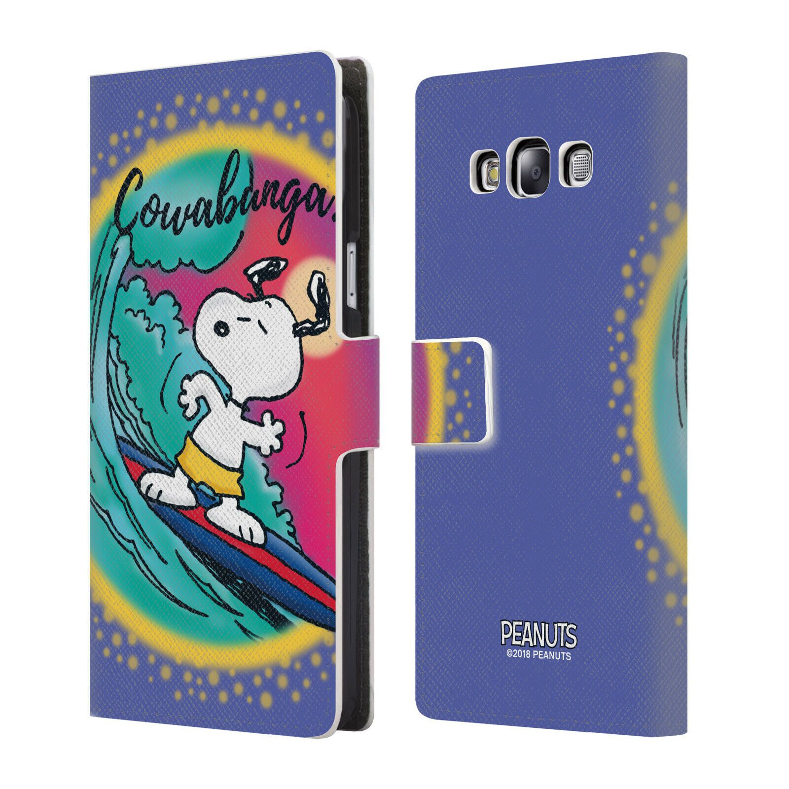 

PEANUTS SNOOPY BOARDWALK AIRBRUSH LEATHER BOOK WALLET CASE FOR SAMSUNG PHONES 3