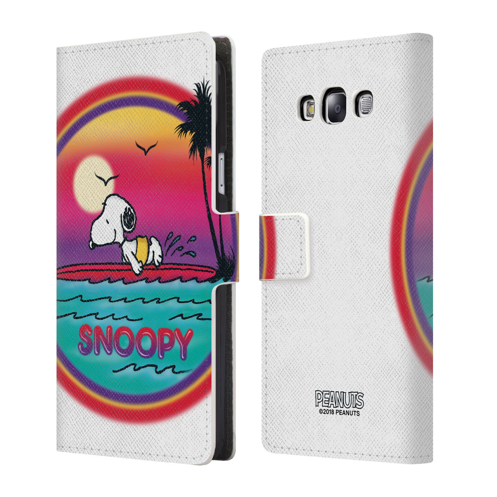

PEANUTS SNOOPY BOARDWALK AIRBRUSH LEATHER BOOK WALLET CASE FOR SAMSUNG PHONES 3