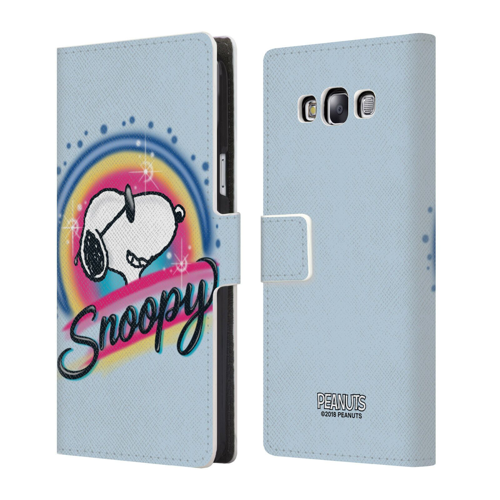 

PEANUTS SNOOPY BOARDWALK AIRBRUSH LEATHER BOOK WALLET CASE FOR SAMSUNG PHONES 3