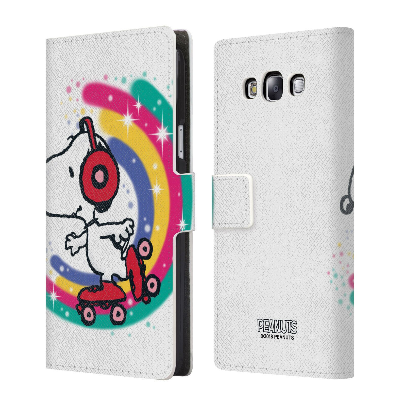 

PEANUTS SNOOPY BOARDWALK AIRBRUSH LEATHER BOOK WALLET CASE FOR SAMSUNG PHONES 3