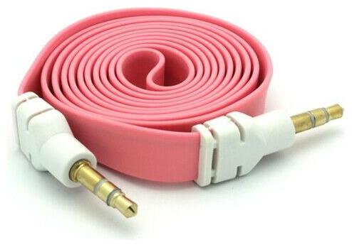 

Pink Flat Aux Cable Car Stereo Wire Audio Speaker Cord 3 5mm for Smartphones