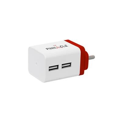 

Pinnaclz Dual USB 2 4 Amp Wall Charger (White-Red)