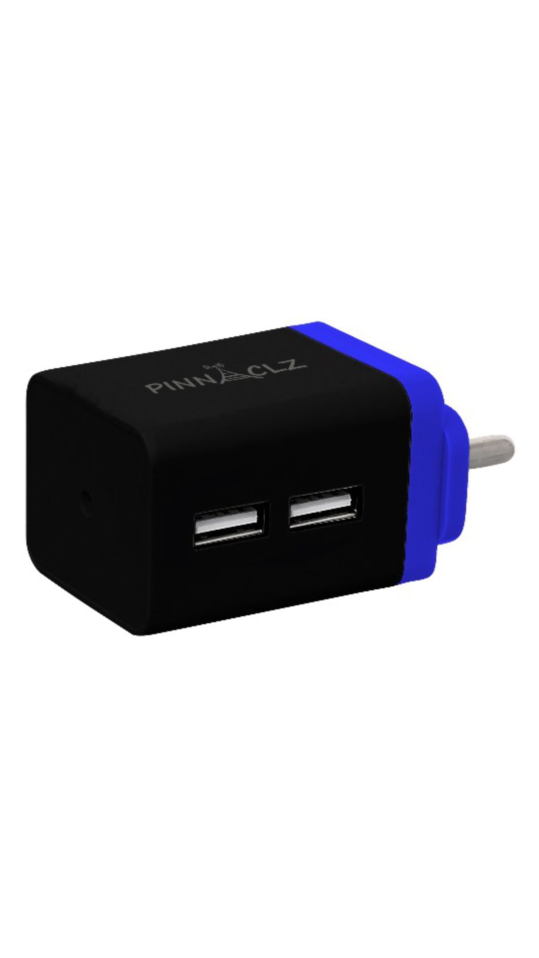 

Pinnaclz Dual USB 2 4 Amp Wall Charger (Black-Blue)