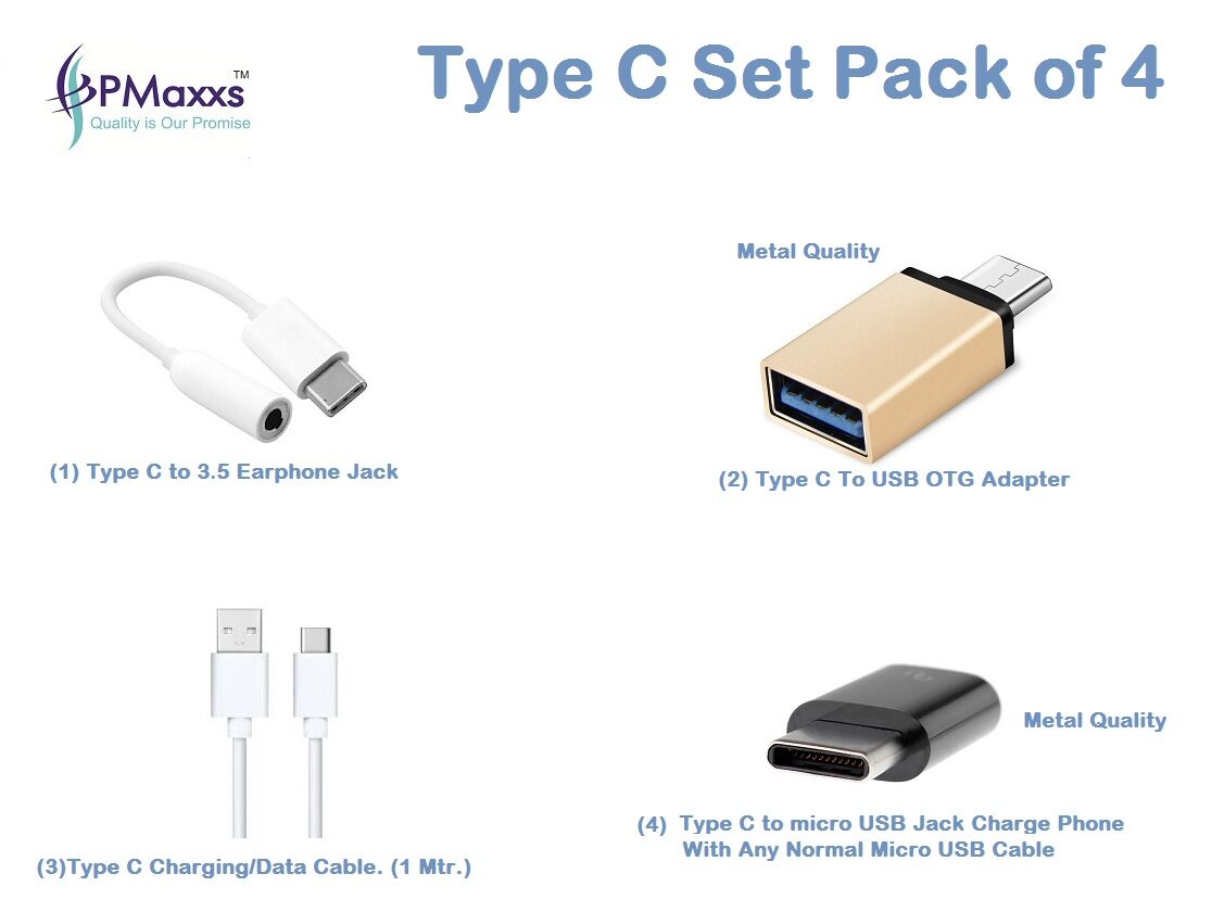 

PMaxxs Type C USB OTG Data Cable Micro USB Converter Type C to AUX Cable for All Type C Mobile Phones