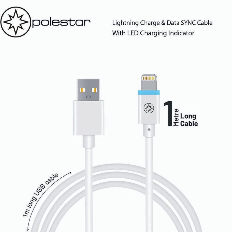 

Polestar Unbreakable Lightning Cable with LED Indicator for Android Devices 1 Meter (White)