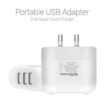 

Portronics 3 4 Amp Wall Charger (White)