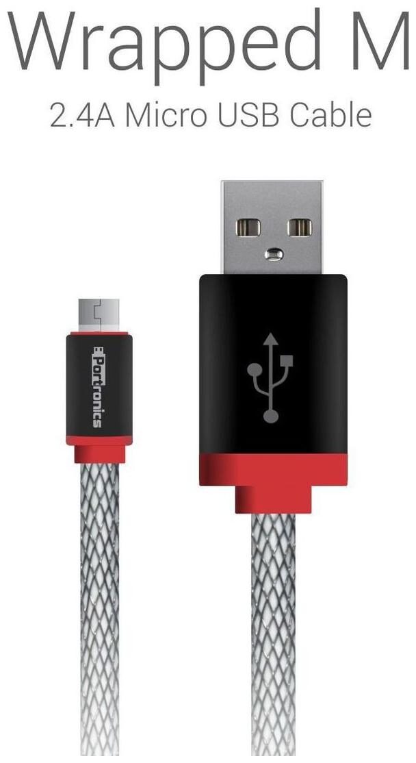 

Portronics POR-632 Wrapped M 2 4A Micro USB Cable solution for Charging and Sync data to Android Smartphones