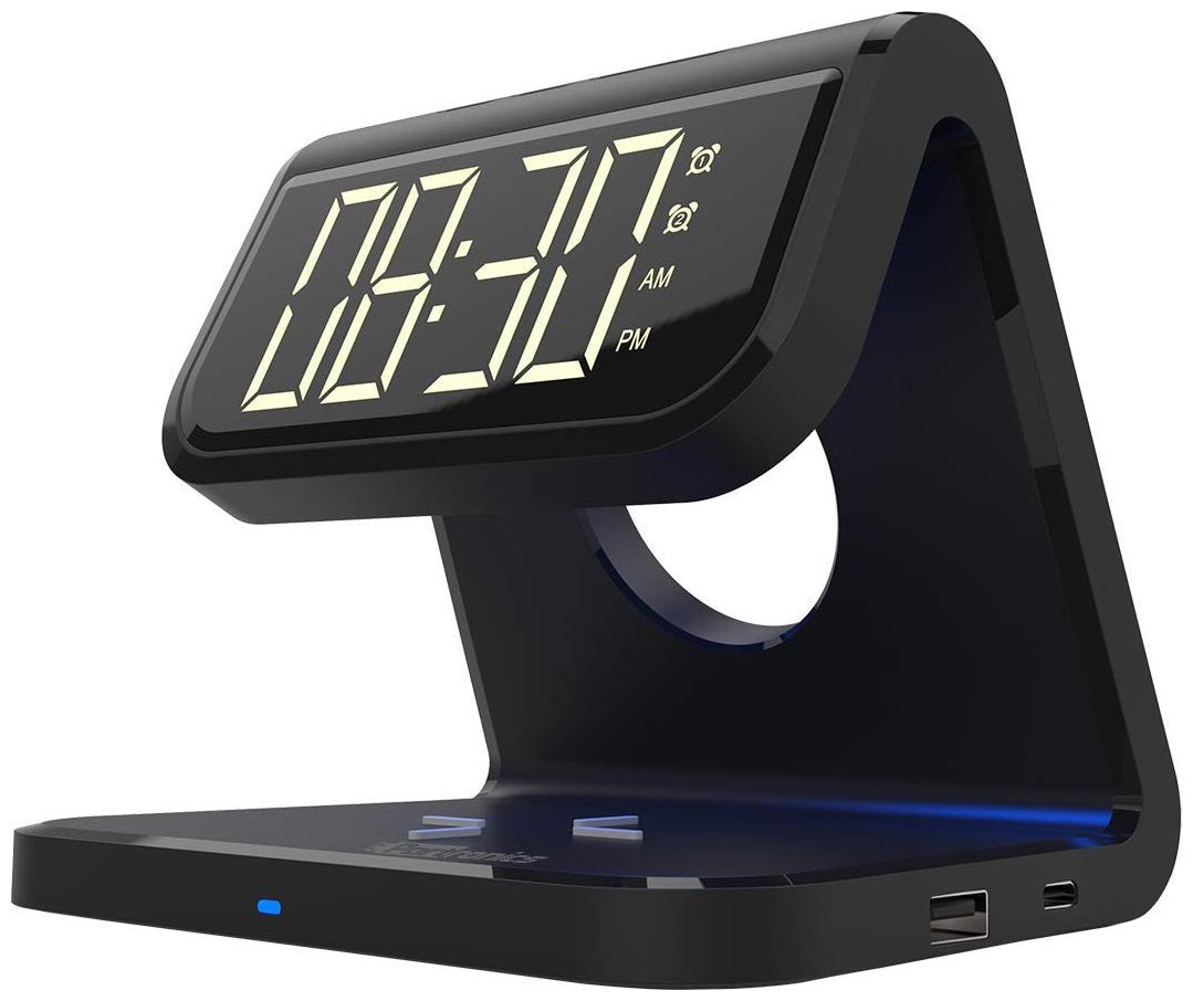 

Portronics POR-1043 4C Desktop Wireless Mobile Charger With Digital Alarm Clock (Black)