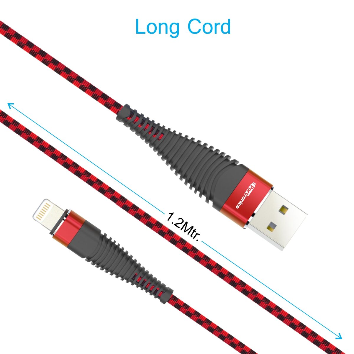 

Portronics POR-860 Konnect 4i 1m Lightning Cable is Extra thick (4 5mm) comes with Silk Braided Material 2 4A Output for charging Data sync Function for iphone iPad iPod