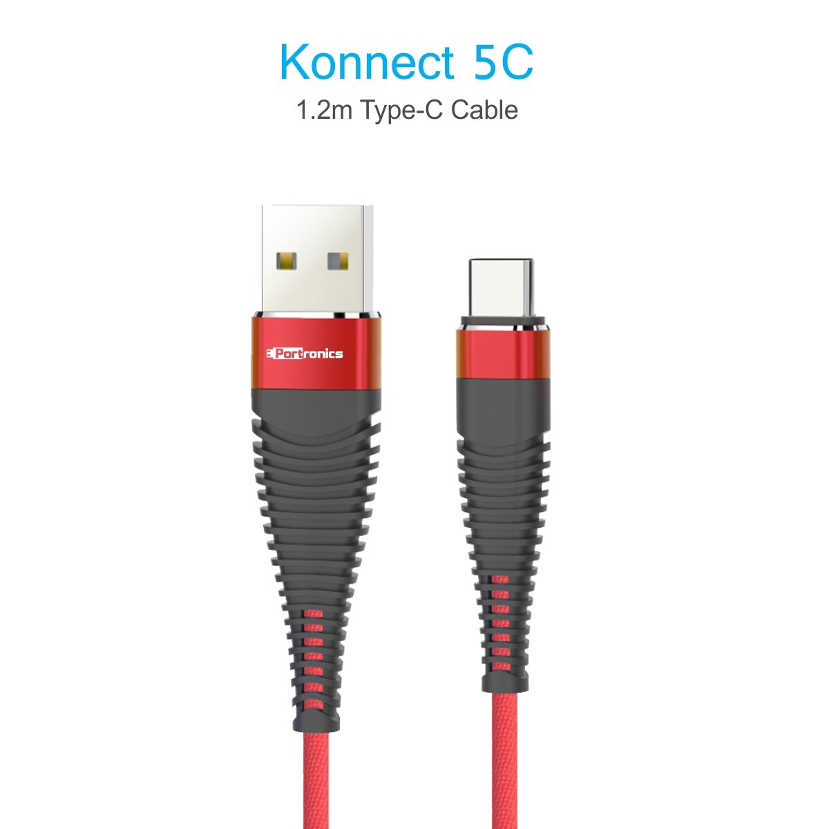 

Portronics POR-877 Konnect 5C 1m Type-C Cable(RED-Black)
