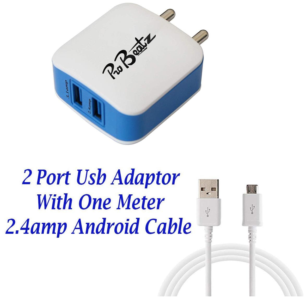 

Probeatz Turbo 3 1 Amp 2 4 Amp Dual Port USB Charger Adapter With Quick High Speed Wall Charger Premium High Speed Two Port USB Wall Charger Light Weight with 2 1 Amp Power Supply - White