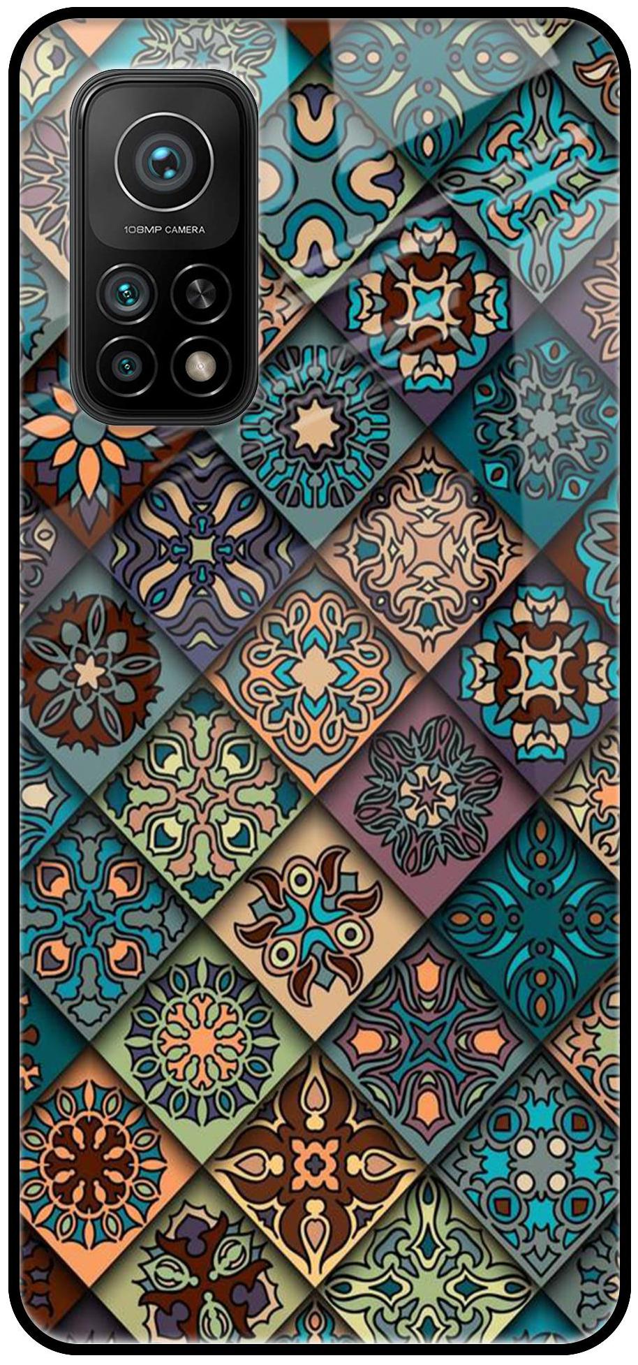 

Qrioh Printed Tempered GLass Back Case Cover Compatible with Xiaomi Mi 10T - Retro Art Real GLass Case