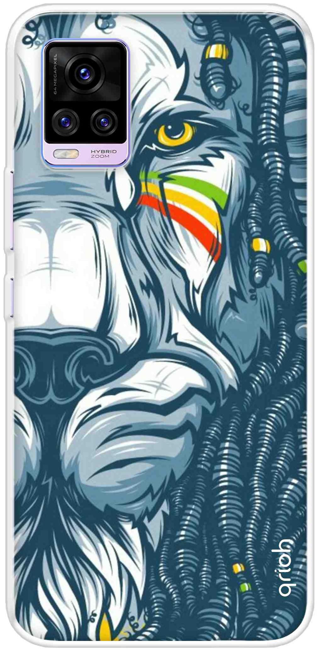 

Qrioh Printed Vivo V20 Soft Silicon Back Cover Compatible with Vivo V20 -Tribal Lion case-649MT-G1SBMP21 Multi