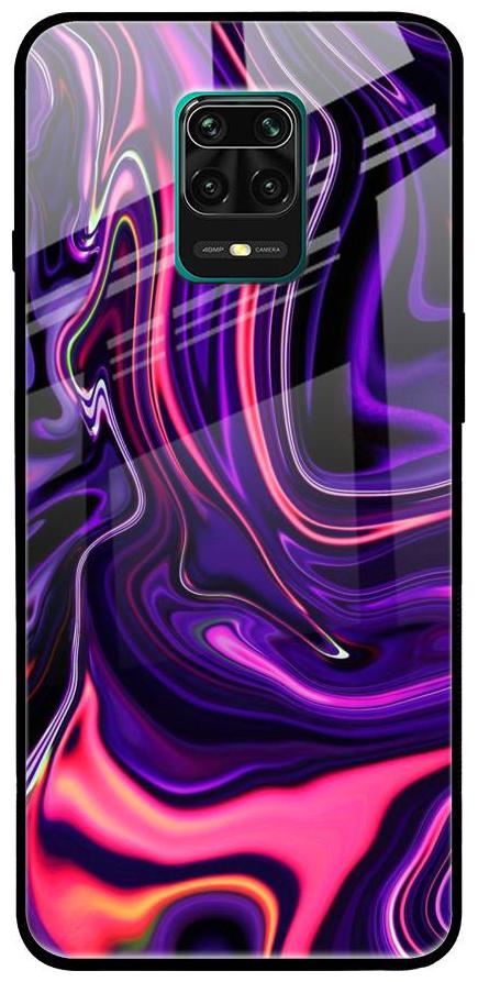 

Qrioh Printed Tempered Glass Back Case Cover Compatible with Redmi Note 9 Pro - Ecstactic Visual Real Glass Case Multi