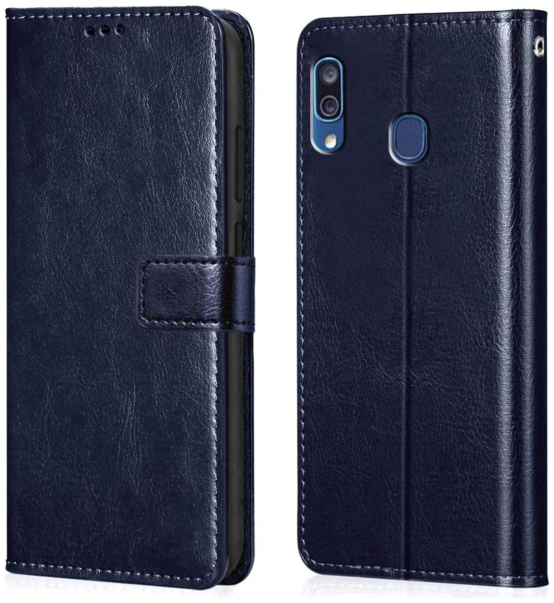 

RAKULO Leather Flip Cover For Samsung Galaxy A30 ( Blue )