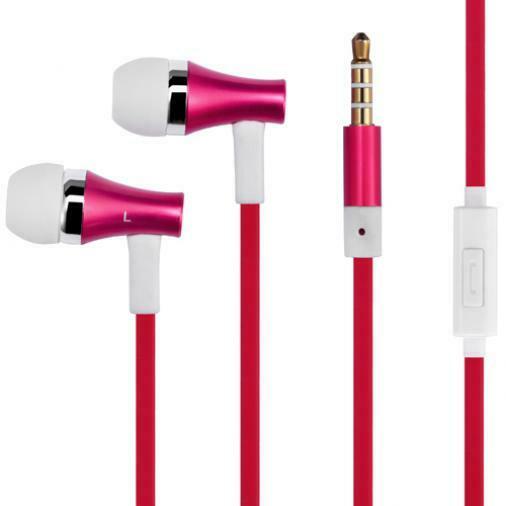 

RED EARBUDS HANDSFREE EARPHONES MIC DUAL METAL HEADPHONES W1C for SMARTPHONES