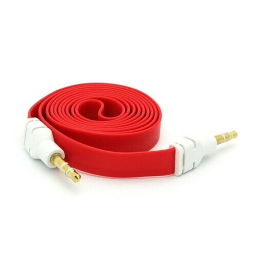 

Red Flat Aux Cable Car Stereo Wire Audio Speaker Cord 3 5mm for Smartphones