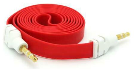 

RED FLAT AUX CABLE CAR STEREO WIRE AUDIO SPEAKER CORD X7D for PHONES TABLETS