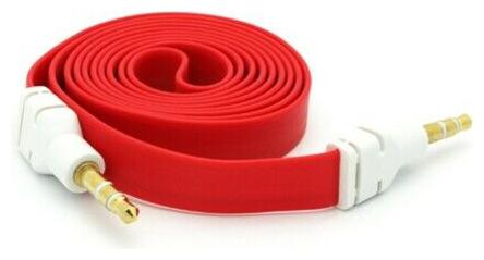 

Red Flat Aux Cable Car Stereo Wire Audio Speaker Cord 3 5mm for Smartphones