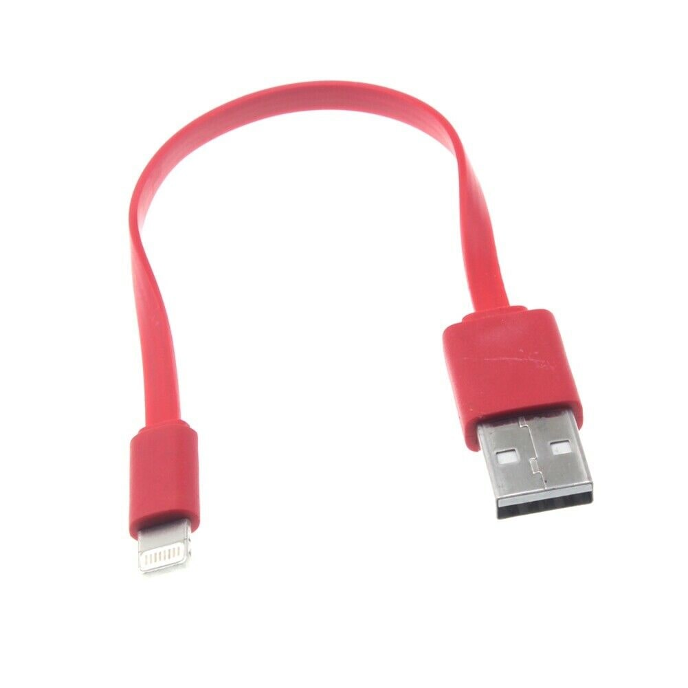 

Red Short Flat USB Cable Rapid Charger Sync J1K for iPhone 7 8 Plus X XR XS Max
