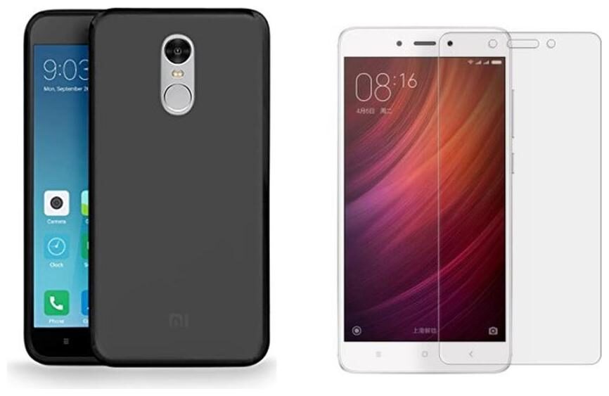 

Redmi note4 tempered glass with back cover black By mascot max