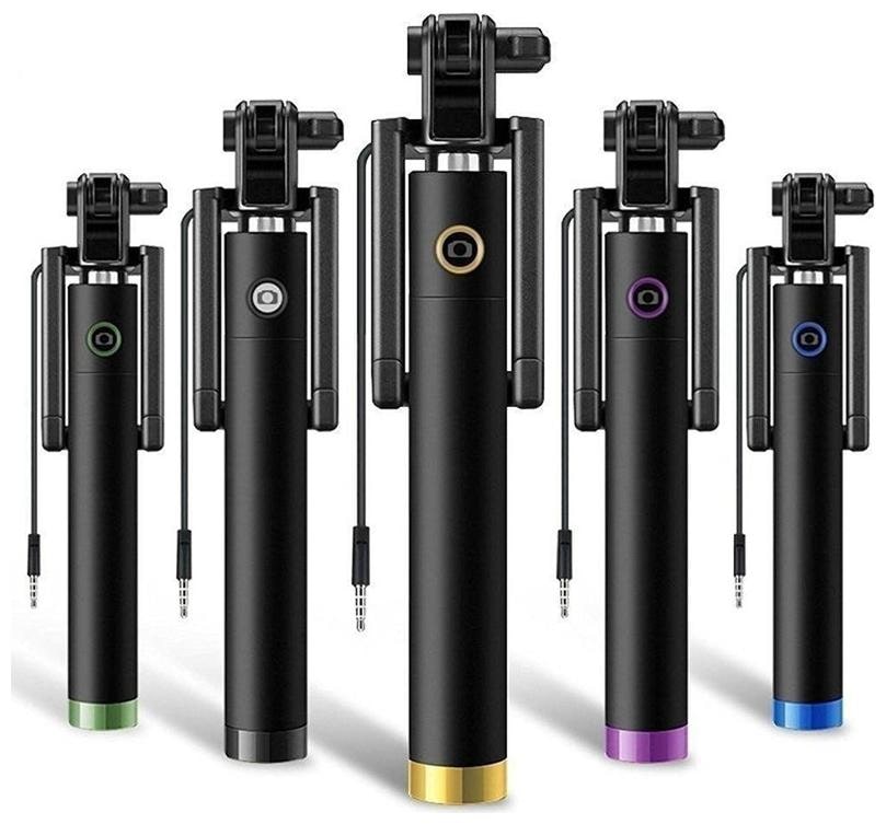 

Rednix Fold-able Locust Series Pocket Sized Selfie Stick Monopod with AUX Wire With Magnetic Attraction Bluetooth Earphone Headset