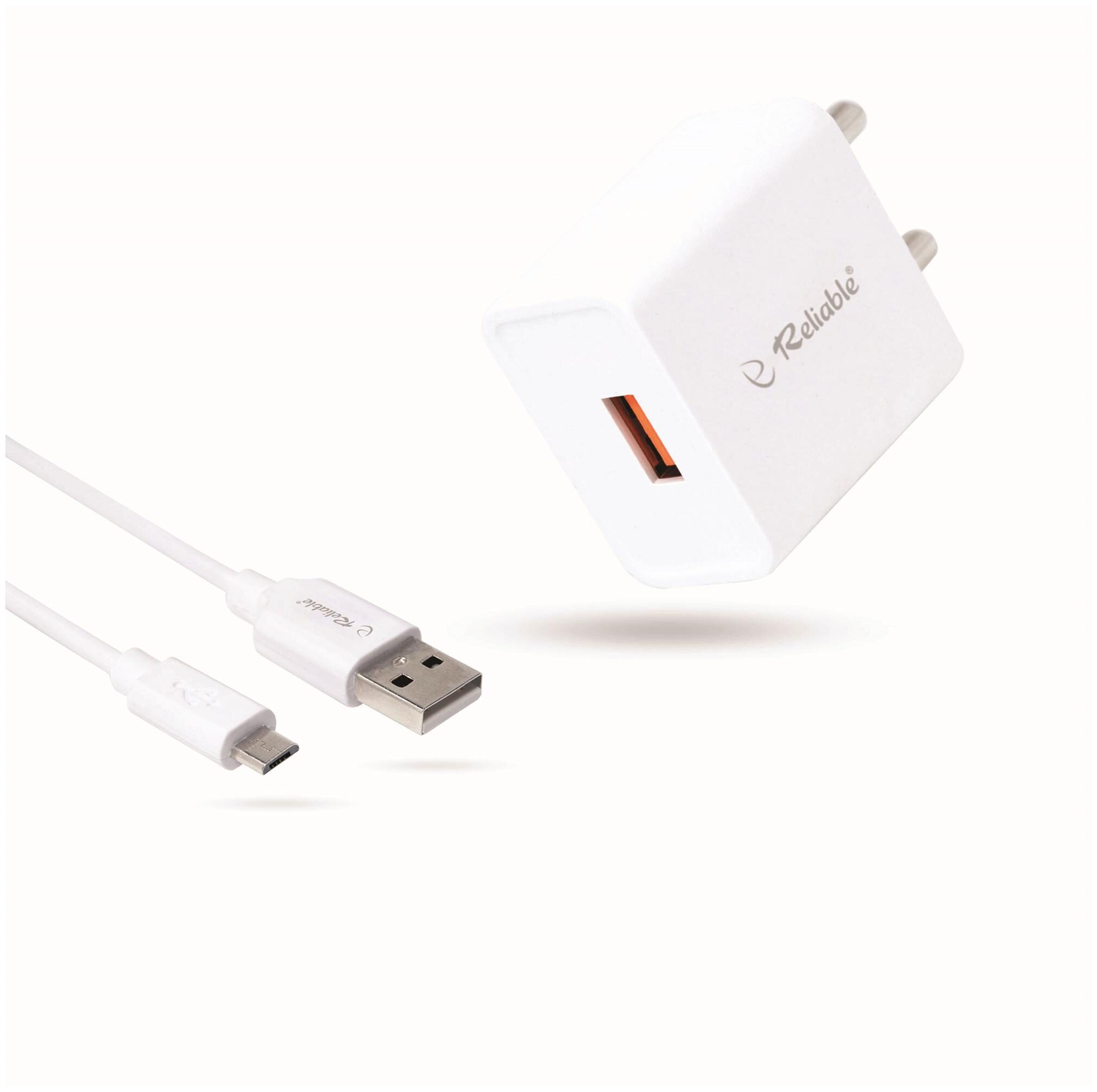 Reliable USB DOCK 1.5 Amp 1 PORT Wall Charger Adapter with Micro USB Cable for All Andriod Smartphones White