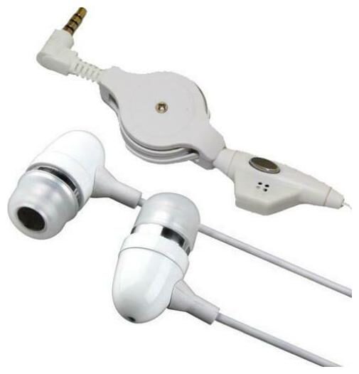 

RETRACTABLE HEADSET HANDSFREE EARPHONES MIC METAL EARBUD K8T for PHONE TABLETS
