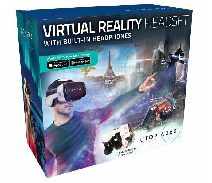 ReTrak Utopia 360 Virtual Reality 3D Headset with Built-In Headphones Black