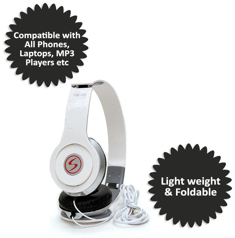 

Rockpapa VM-46 On-Ear Wired Headphone ( White )