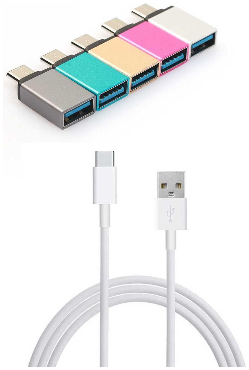 

RRTBZ Combo of C-Type Data Cable and C-Type OTG Adapter (Assorted) -Set of 2 Pcs