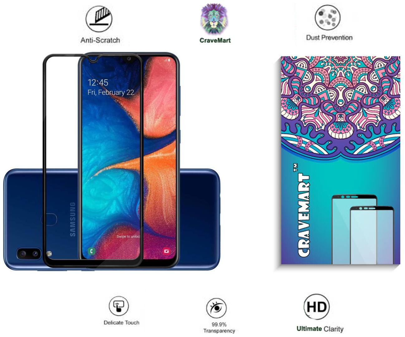 

Samsung Galaxy A20Tempered GlassFull Glue