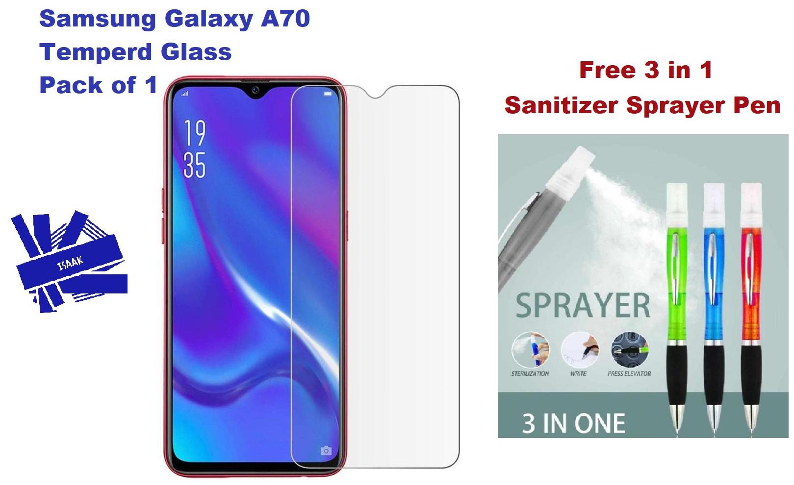 

Samsung Galaxy A70 Tempered Glass (Free 3 in 1 Sanitizer Sprayer Pen)