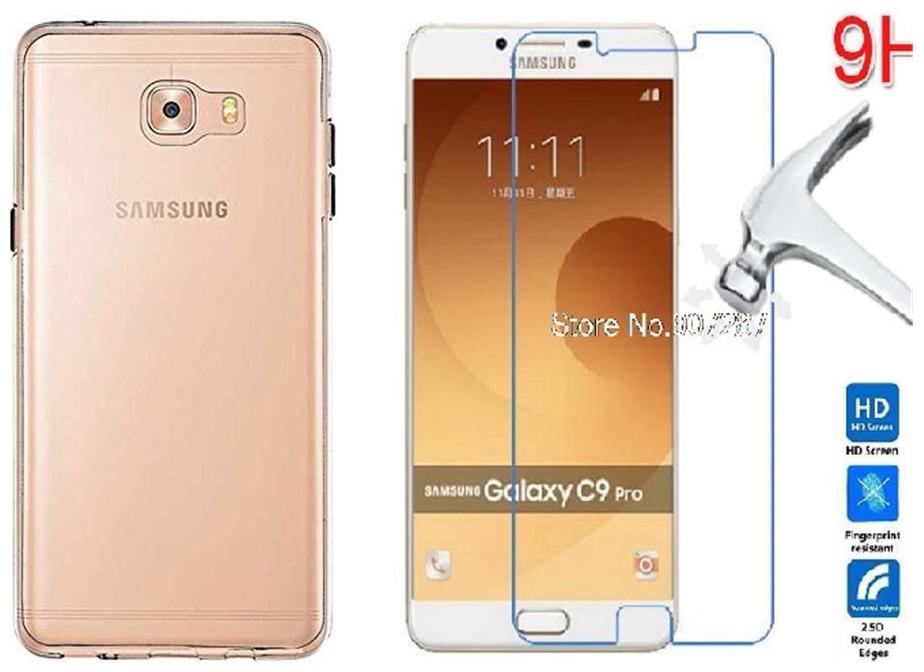 

Samsung Galaxy C9pro Transparent back cover with tempered glass