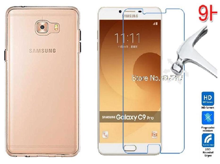 

Samsung Galaxy C9pro Transparent back cover with tempered glass