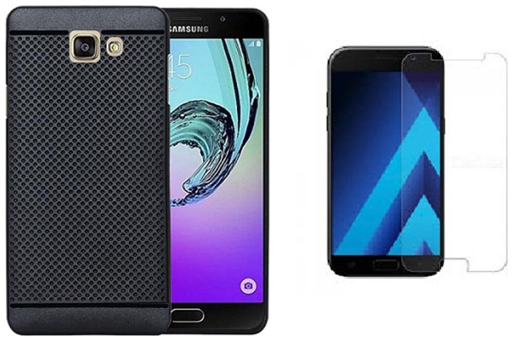 

Samsung galaxy A7 (2017) Dotted back cover black wit temepred glass