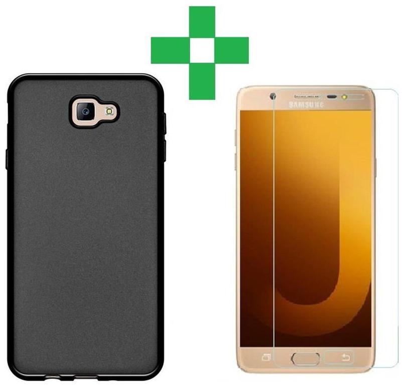 

Samsung galaxy J7 max back cover black with tempered glass