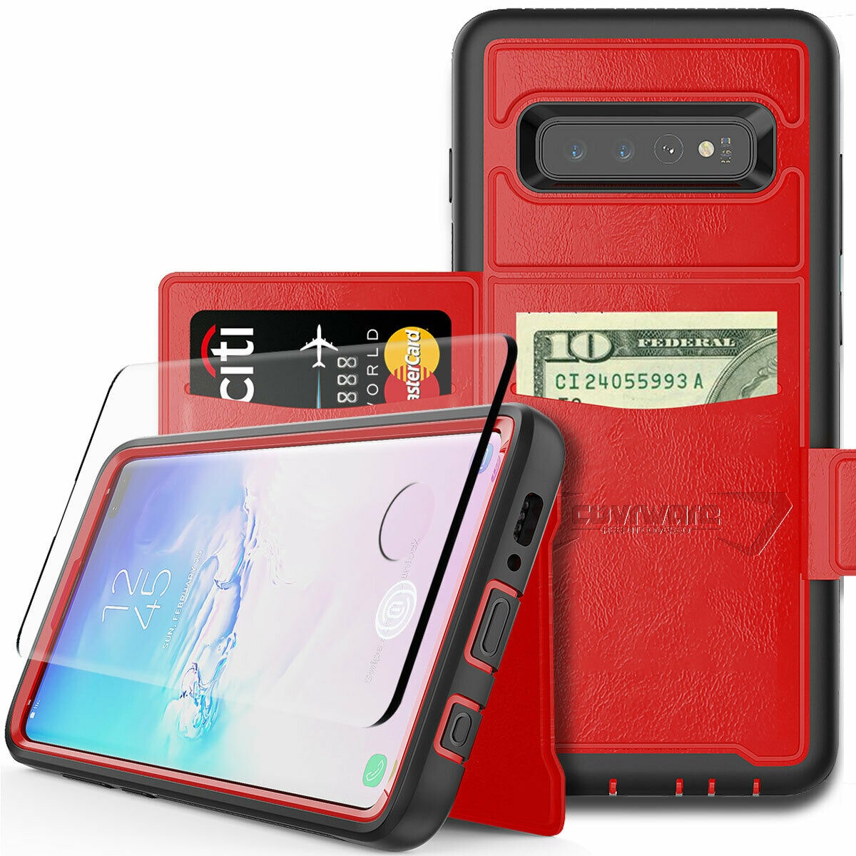 

Samsung Galaxy S10 Plus S10 S10E Leather Flip Wallet Card Phone Case Cover Pouch