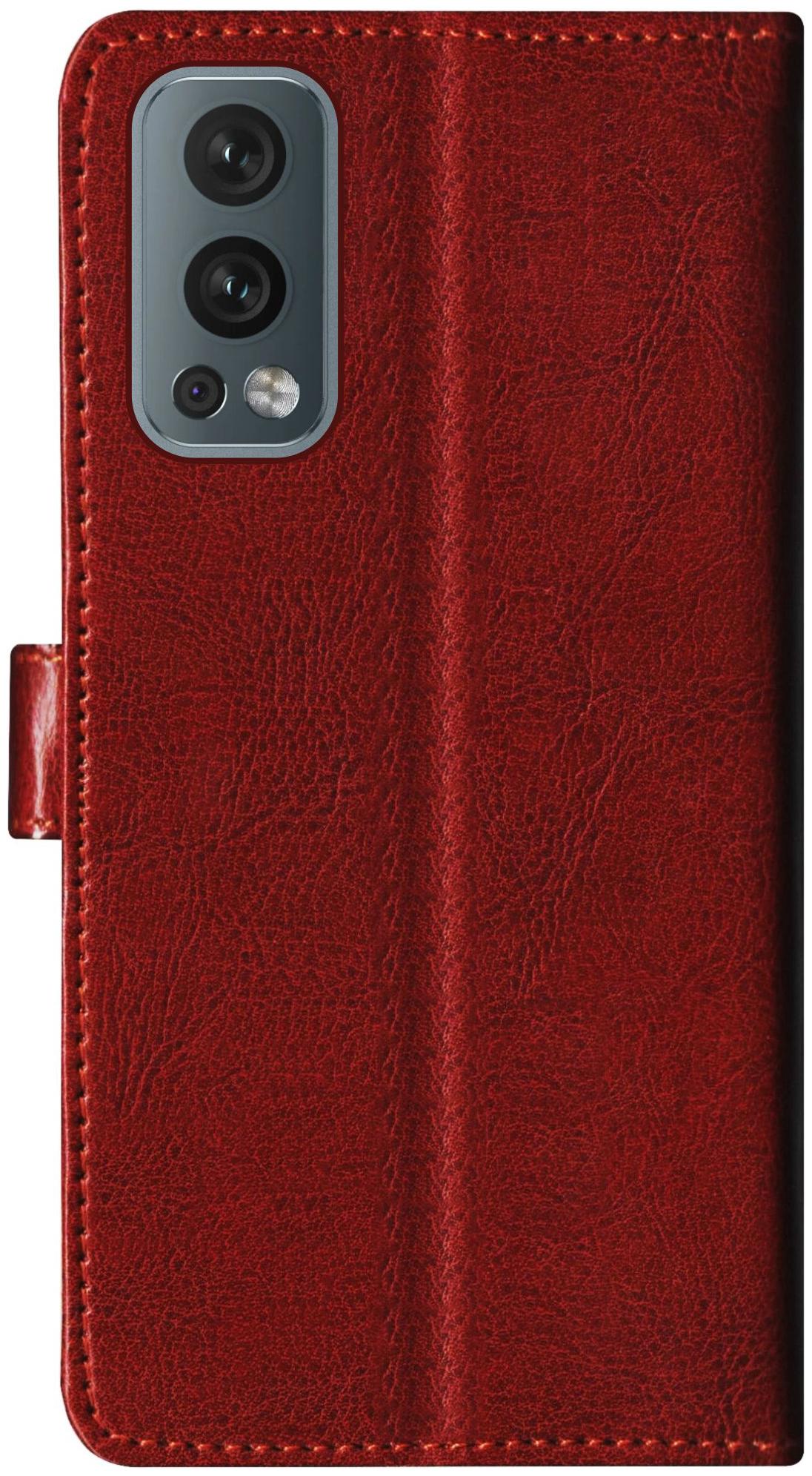 SBMS Artificial Leather Flip Case Back Cover for OnePlus Nord 2 5G Brown by SBMS Mobile Covers