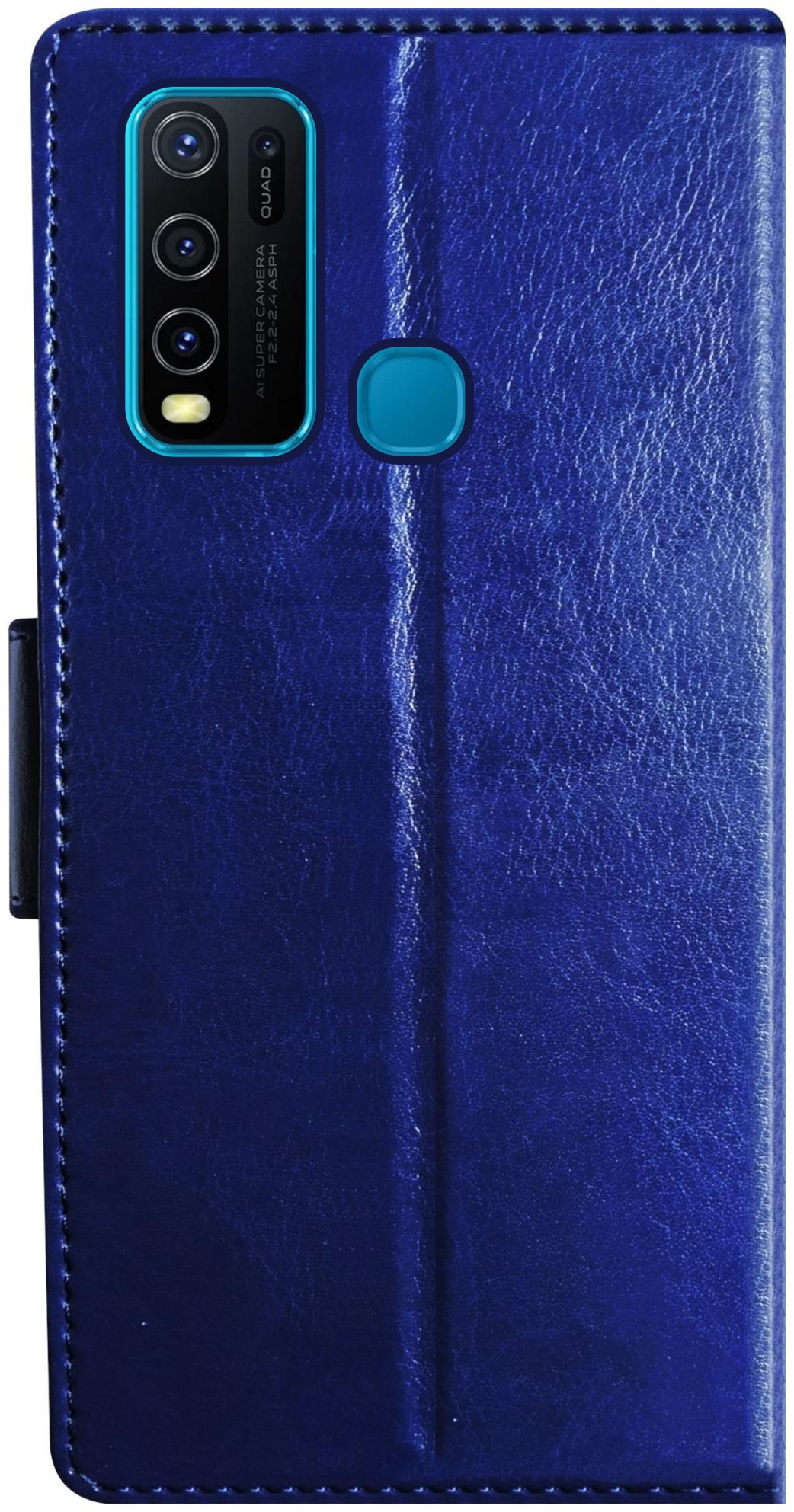 

SBMS Leather Flip Cover For Vivo Y30 ( Blue )