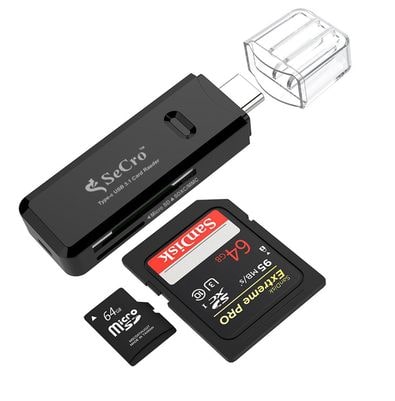

SeCro Type- C USB 3 1 Super Speed Multi Function Card Reader Black