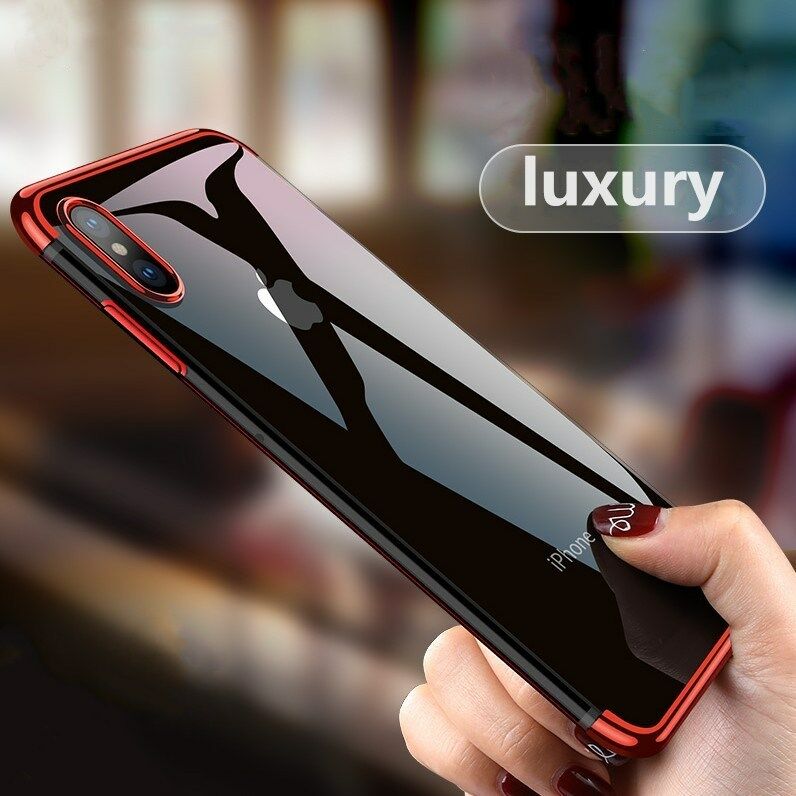 

Shockproof Plating Clear Slim Hybrid Bumper Case Cover For iPhone XS MAX XR 7 6s