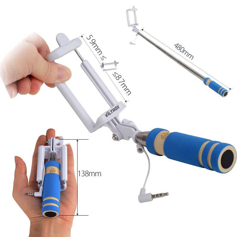 

Shopline Mini Selfie Stick Monopod with Aux Cable for All Android Smartphones No Bluetooth No Charging required (Assorted Colors)