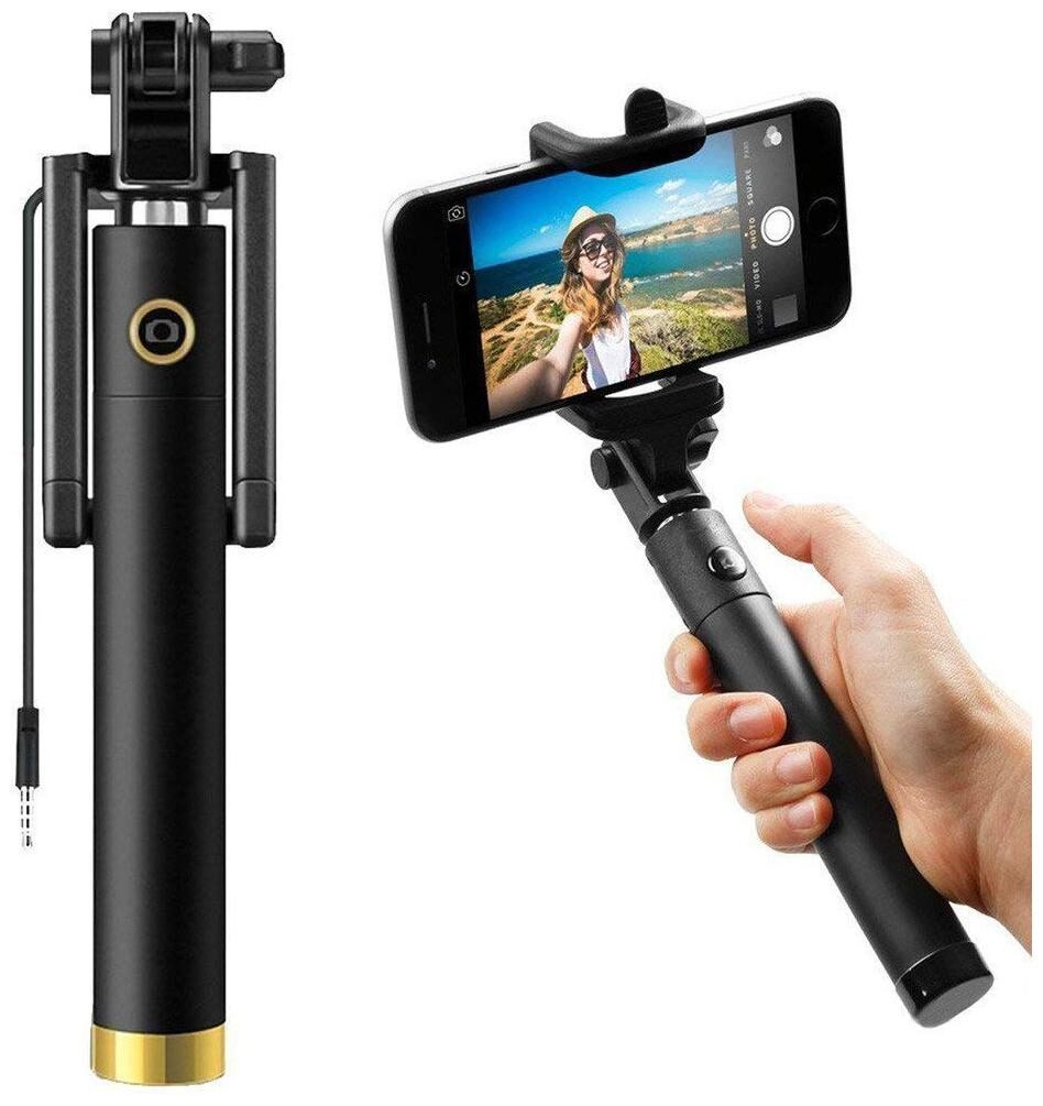 

shoponix Selfie Stick Without Remote Pocket Sized Compact Adjustable Selfie Stick Monopod with AUX (Assorted)