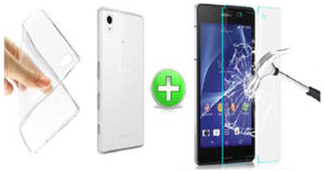

Sony Xperia C3 back cover Transparent with tempered glass (clear)