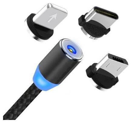 

Speeqo Magnetic Charging 3 in 1 (Lightning Micro USB Type-C) Cable ( 1 m Black )