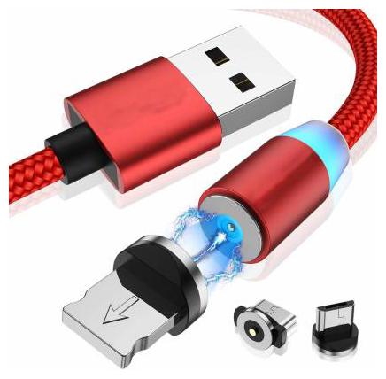 

Speeqo Magnetic Charging 3 in 1 (Lightning Micro USB Type-C) Cable ( 1 m Red )
